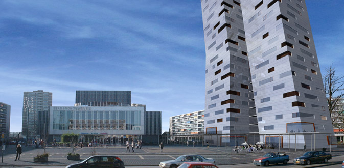 mecanoo: WOONTOREN LANGE JAN EN LANGE LIES, HEERLEN: artist impression